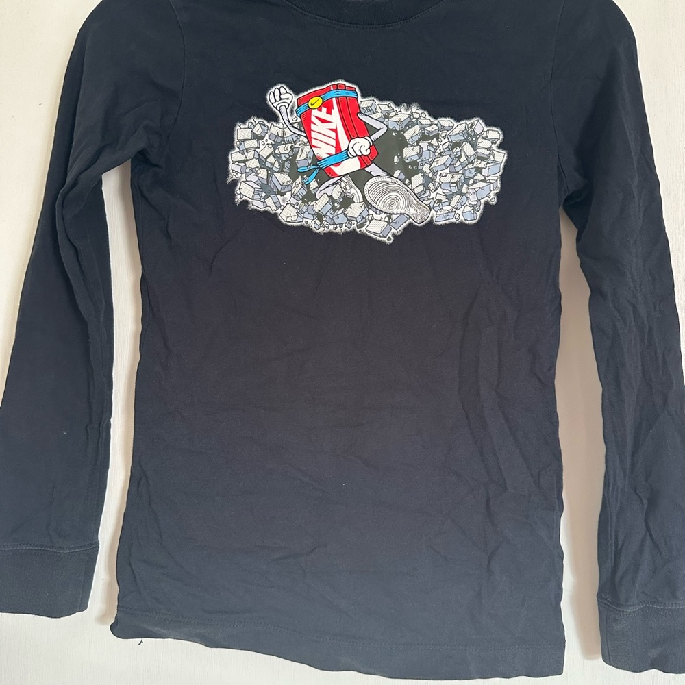 Nike Kids Black Long Sleeve Tee with Graphic